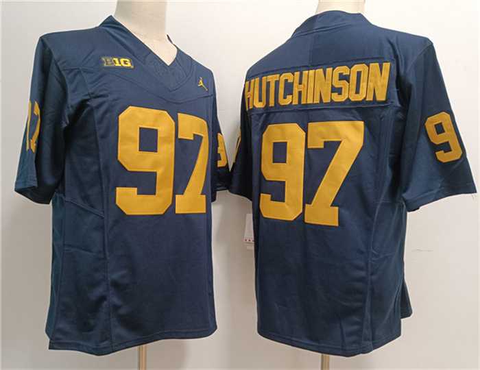 Men%27s Michigan Wolverines #97 Aidan Hutchinson 2023 F.U.S.E. Navy Stitched Jersey->michigan wolverines->NCAA Jersey